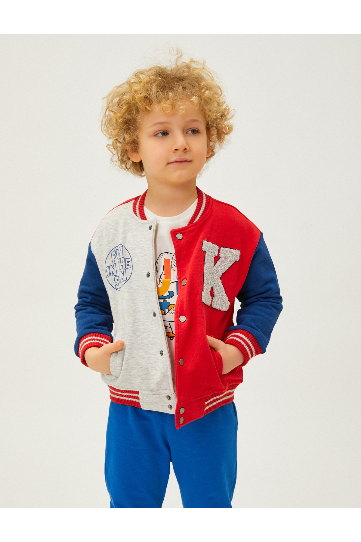 Koton Kolej Ceket Renk Bloklu Cepli Çıtçıt Kapamalı Yuvarlak Yaka Pamuklu fotoğrafı 2 (önizleme)