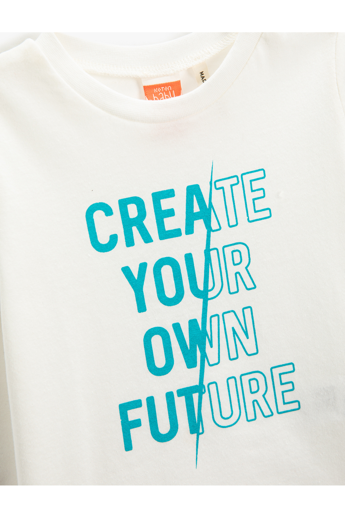 Koton T-Shirt Garçon Manches Courtes Col Rond 100% Coton - Blanc Cassé