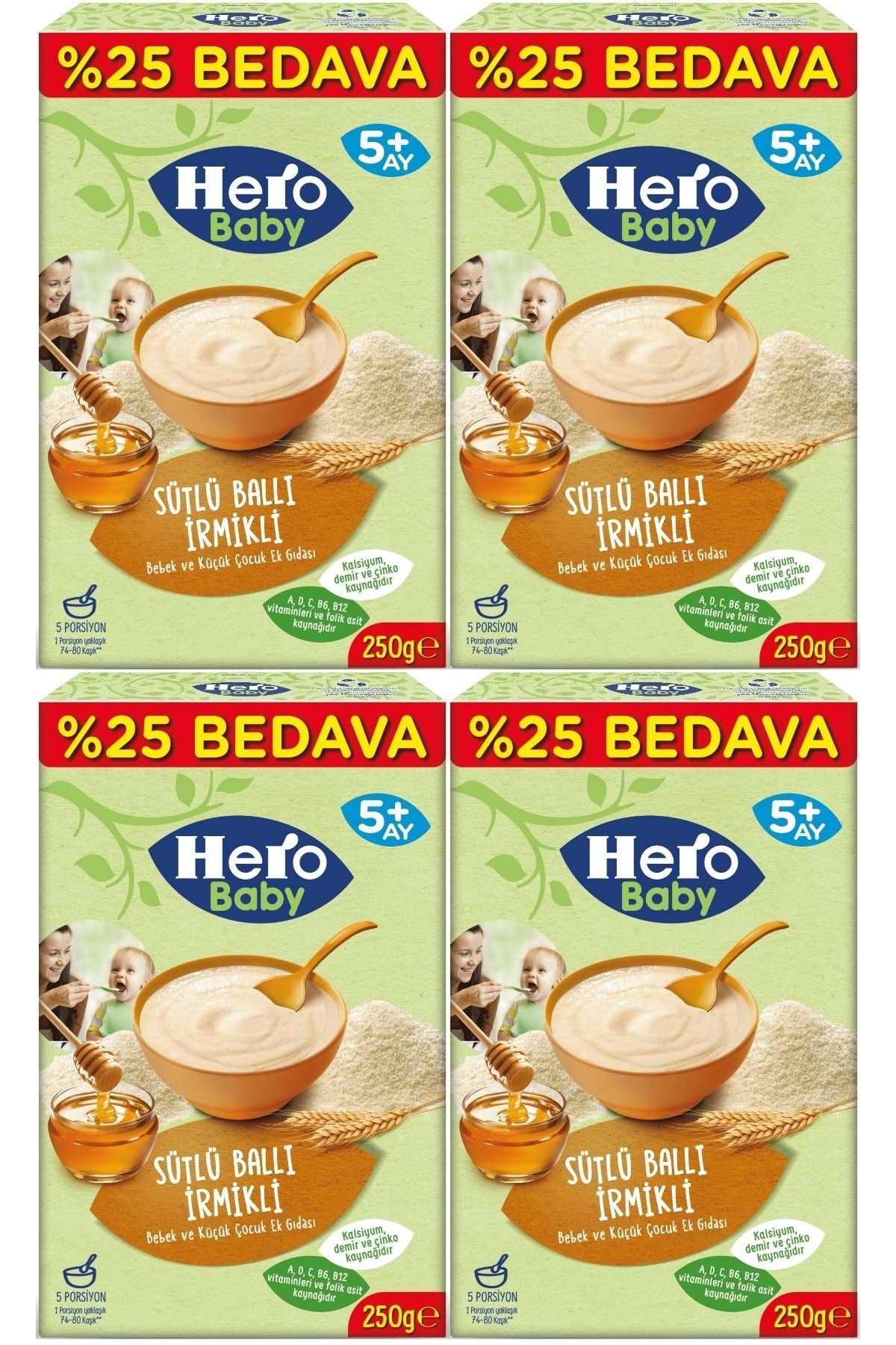 Hero Baby Kaşık Maması 250GR Sütlü Ballı İrmikli (Avantaj Pk) (4 Lü Set)