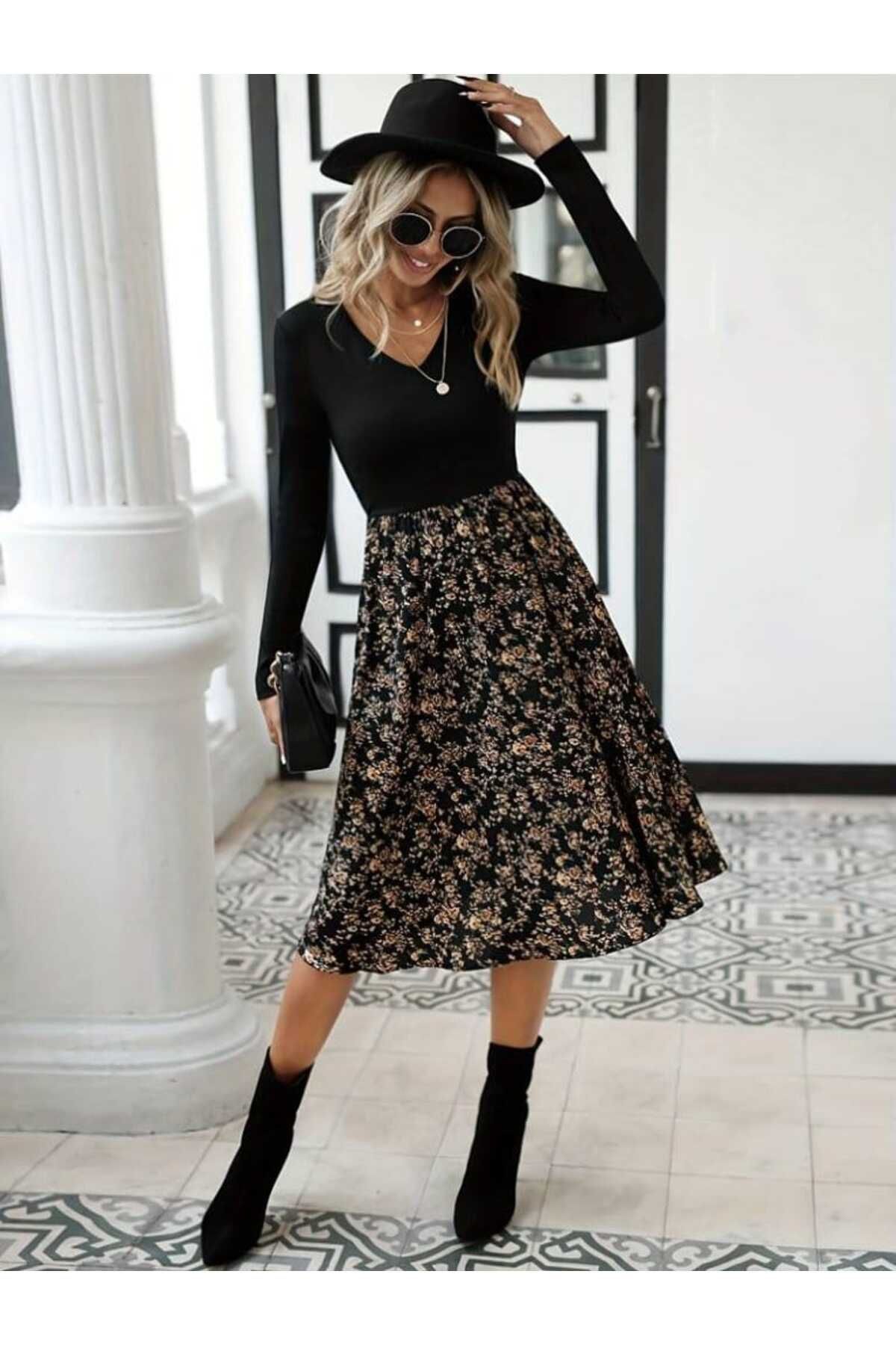 robe en jersey simple à motifs floraux pour femmes