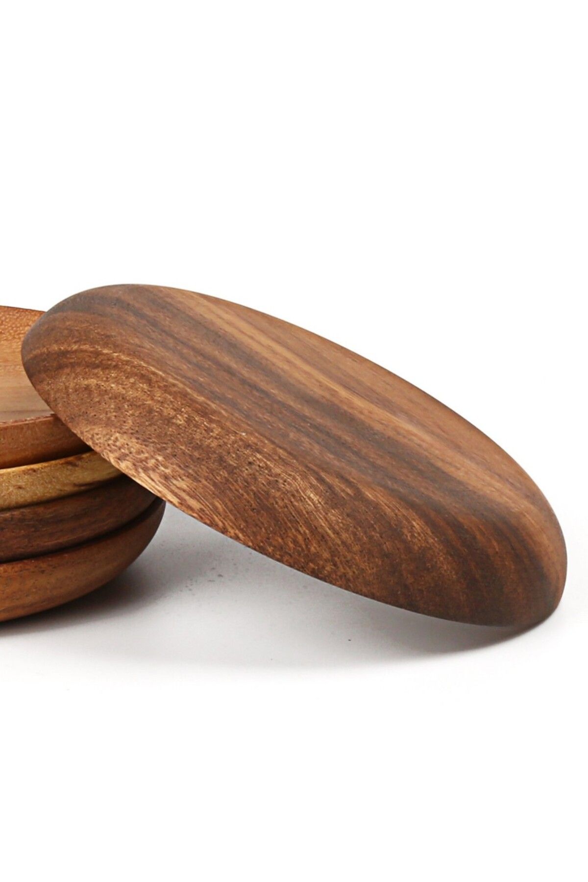 Choice-Acacia Wood Dinner Plate 4 inch Round Wood Plate Easy Cleaning Lightweight Unbreakable for Dishes 3