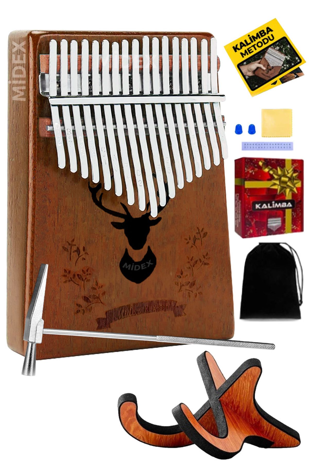 Midex KLX-880-PAK Hakiki Ağaç Kalimba 17 Tuşlu Full Set