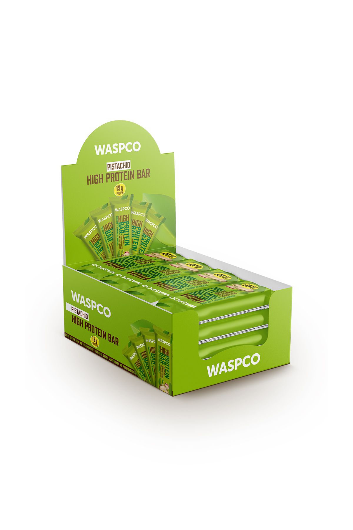 Waspco Antep Fıstıklı Yüksek Protein Bar 50g X 12 Adet