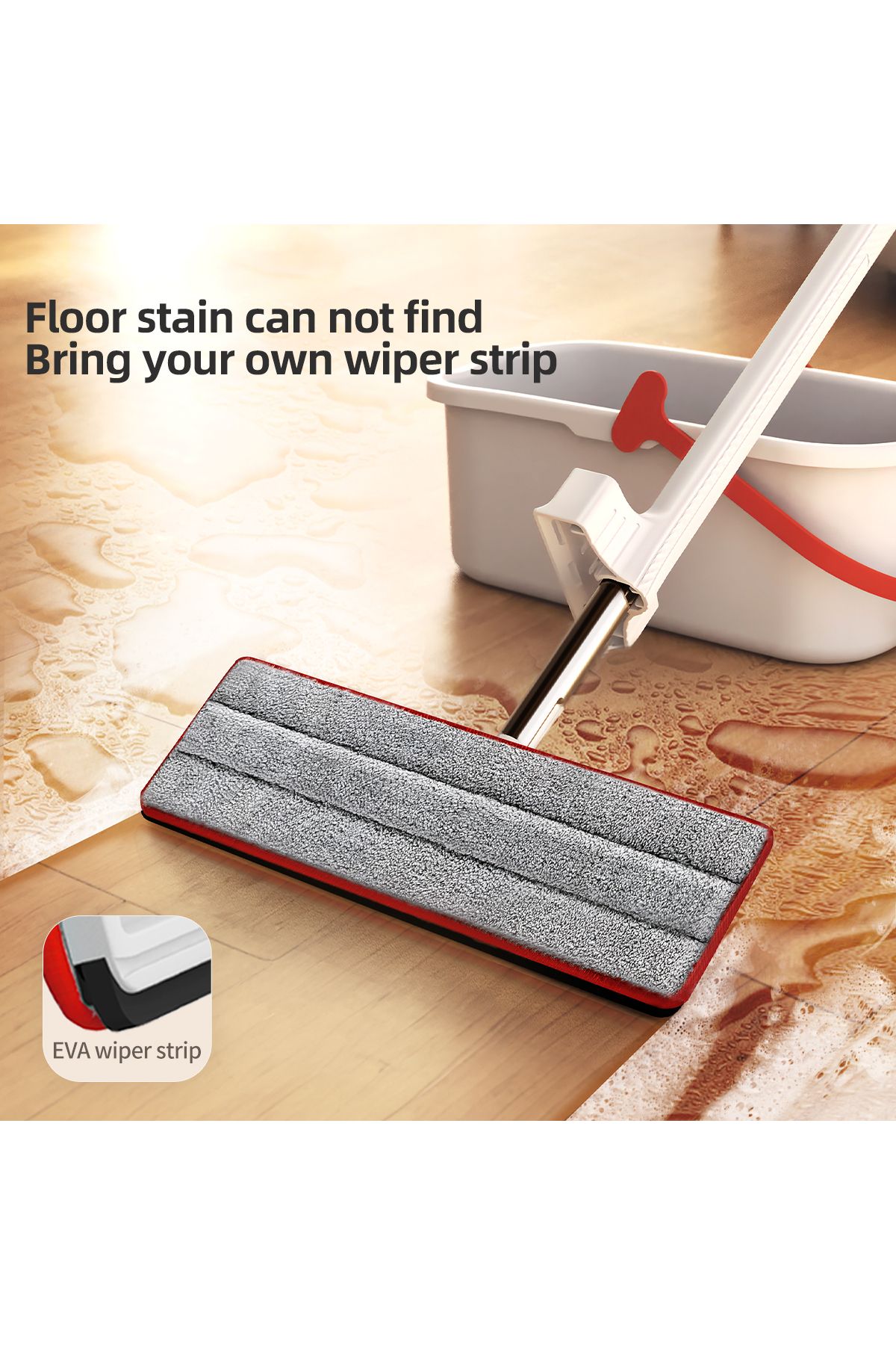 Choice-2 in 1 Long Handle Hands free Wash Flat Mop with EVA Scraper, Wet And Dry Use Floor Mop, Dust Rem... 4