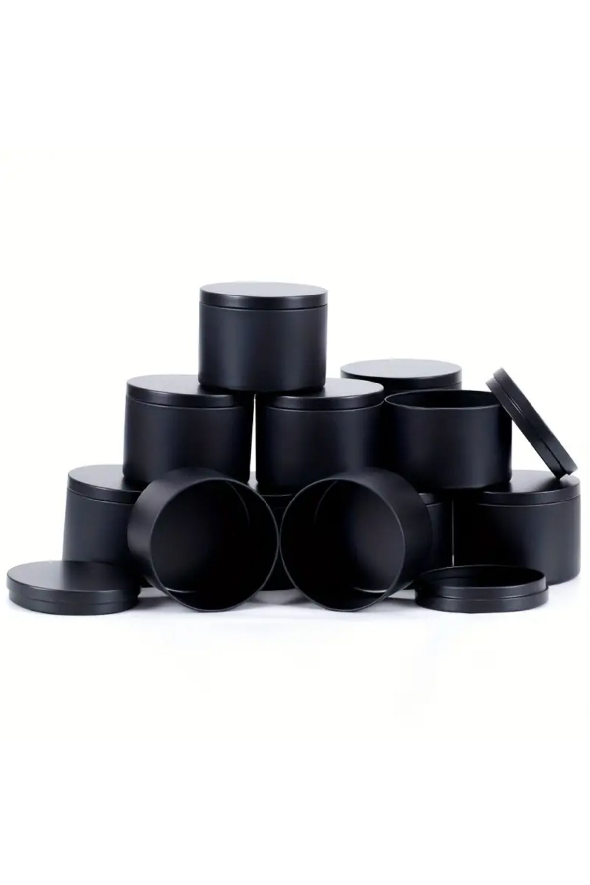 Choice-8OZ-All Black 12pcs 4oz/8oz Empty Matte Black Candle Jar with Lid - Multipurpose Metal Container for 1