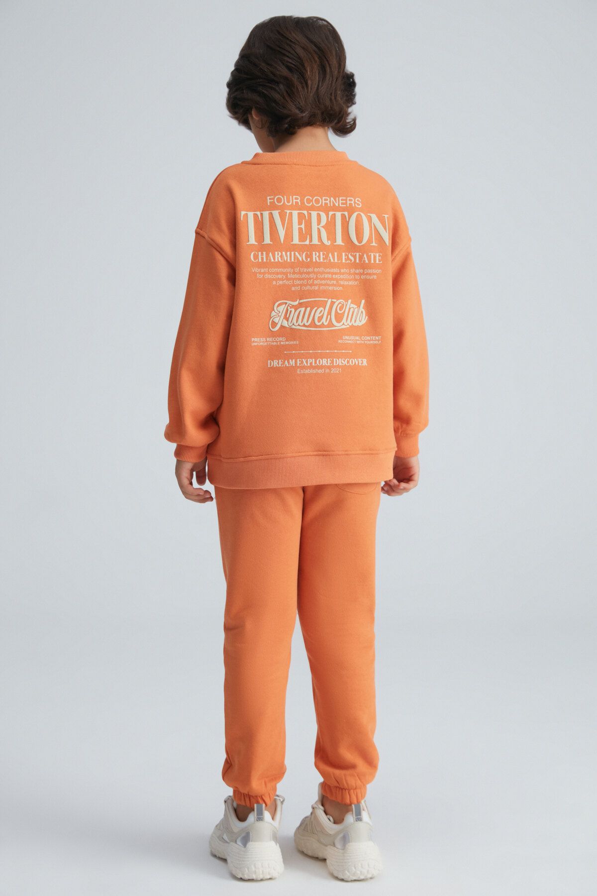 GRIMELANGE-Skylar Boy's 3-Thread Orange Tracksuit Set with Raised Front and Back Print Detail 8
