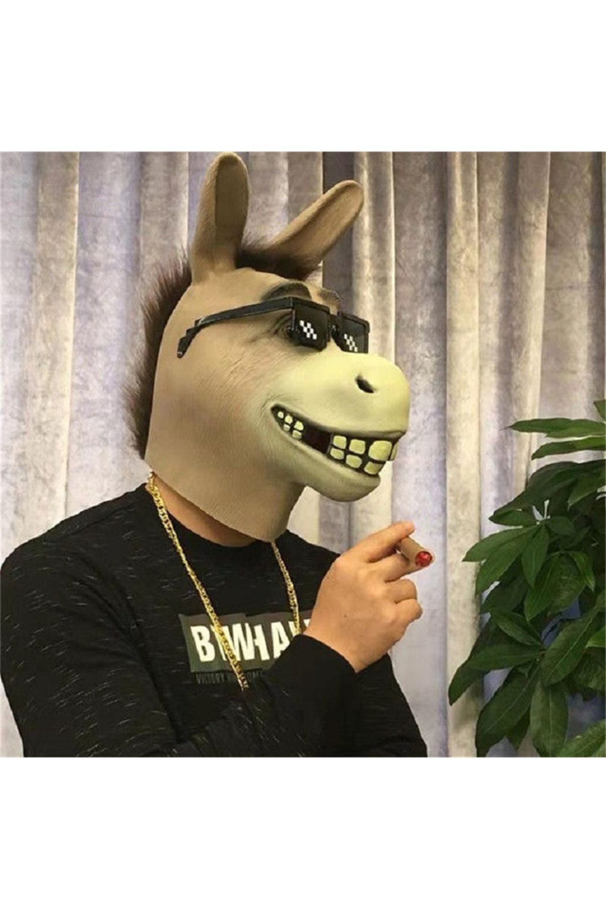 Choice-Donkey Head Mask Funny Animal Head Cover Anime Cosplay Costume Props Realistic Donkey Head Mask H... 3