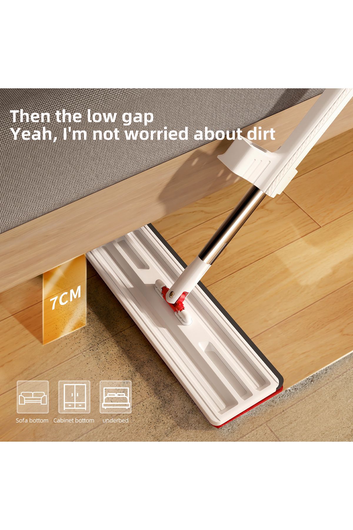 Choice-2 in 1 Long Handle Hands free Wash Flat Mop with EVA Scraper, Wet And Dry Use Floor Mop, Dust Rem... 3