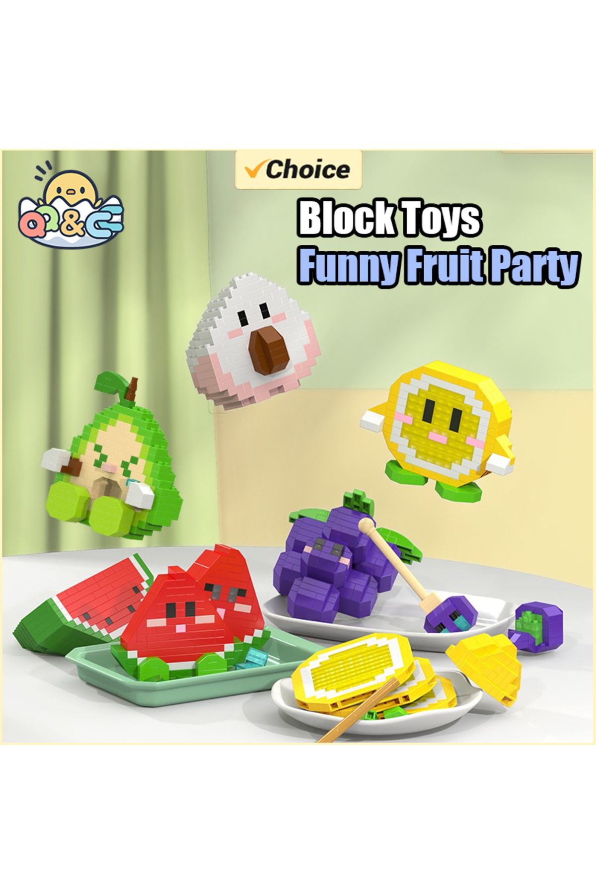 CONUSEA-Building Blocks Fruit Banana Bricks Kawaii Watermelon DIY Assembled Puzzle Cute Table Decor Child... 2