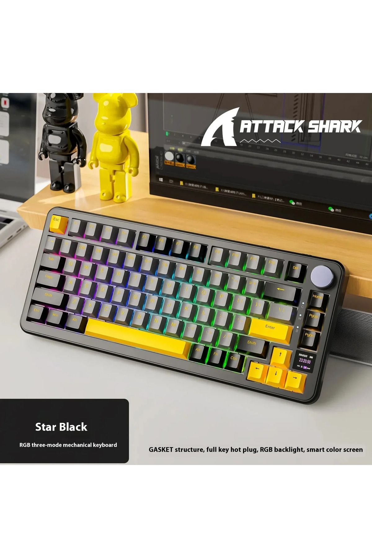 Choice-Attack Shark X85Pro Game Mechanical Keyboard Three Mode RGB Bluetooth Wireless Customization Hot ... 1