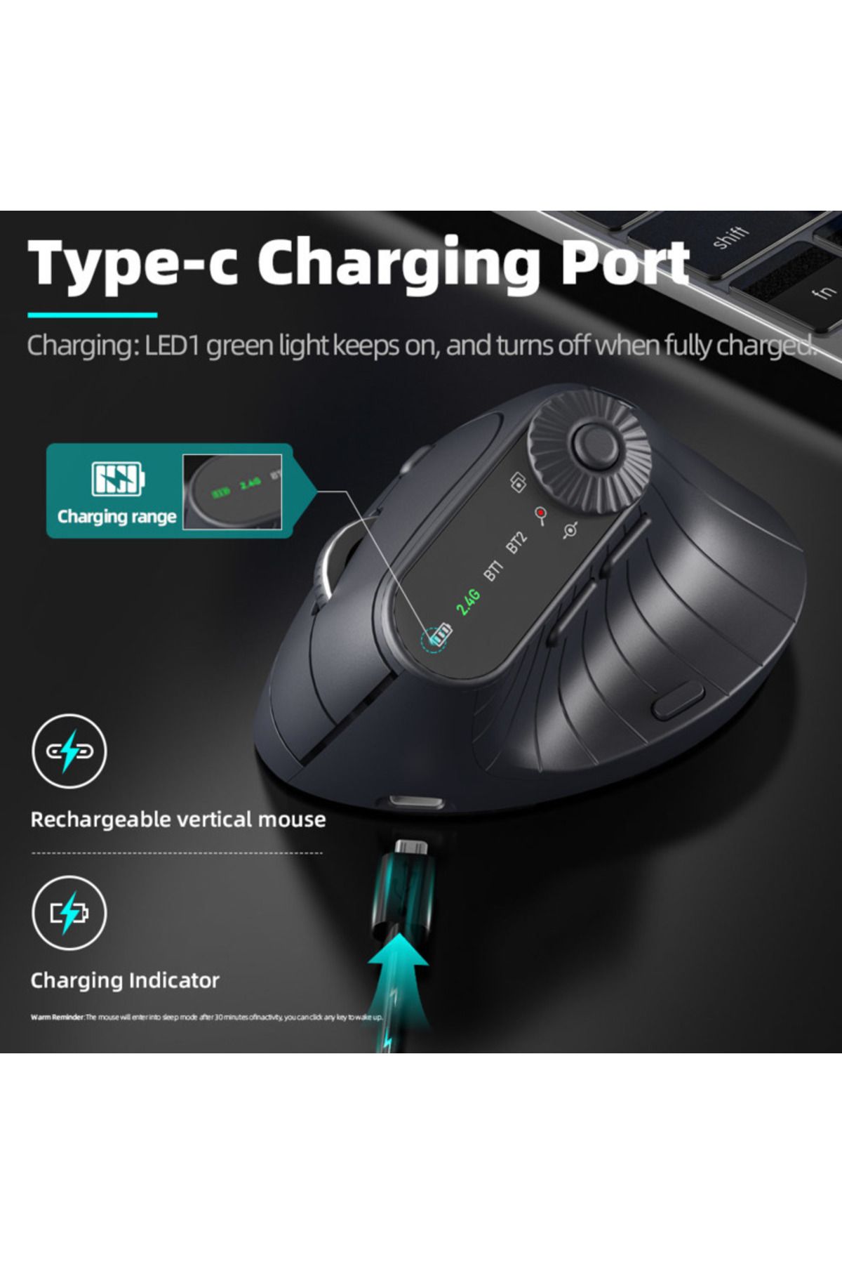Choice-Multi-Device Vertical Ergonomic Mouse With Function Adjustment Kno Rechargeable 2.4G Bluetooth Wi... 5