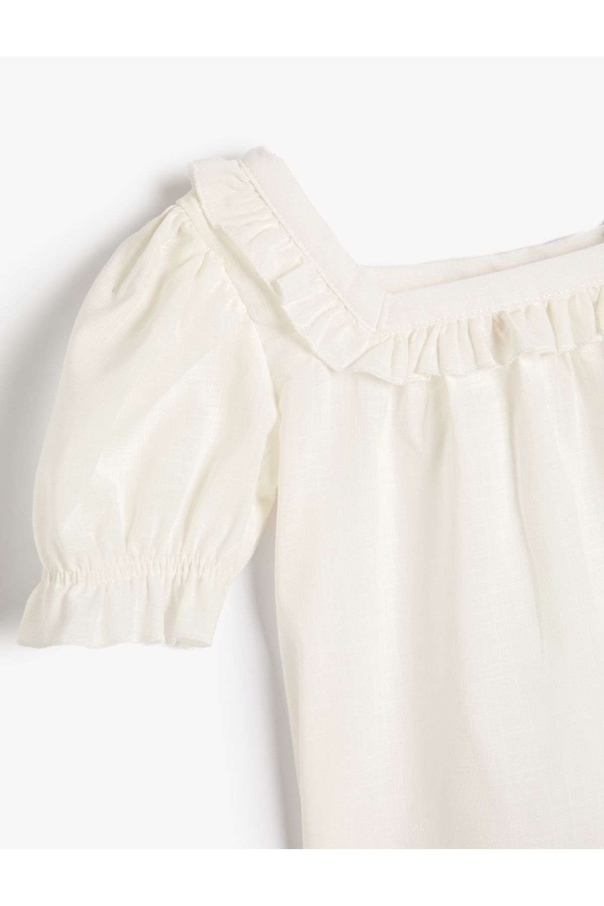 Koton-Blouse Square Neck Ruffle Balloon Short Sleeve Cotton 3