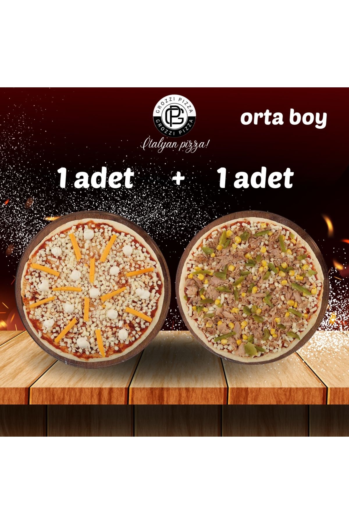 GROZZI TON BALIKLI PİZZA 1 ADET 390 GRAM, ÜÇ PEYNİRLİ PİZZA 1 ADET 345 GRAM