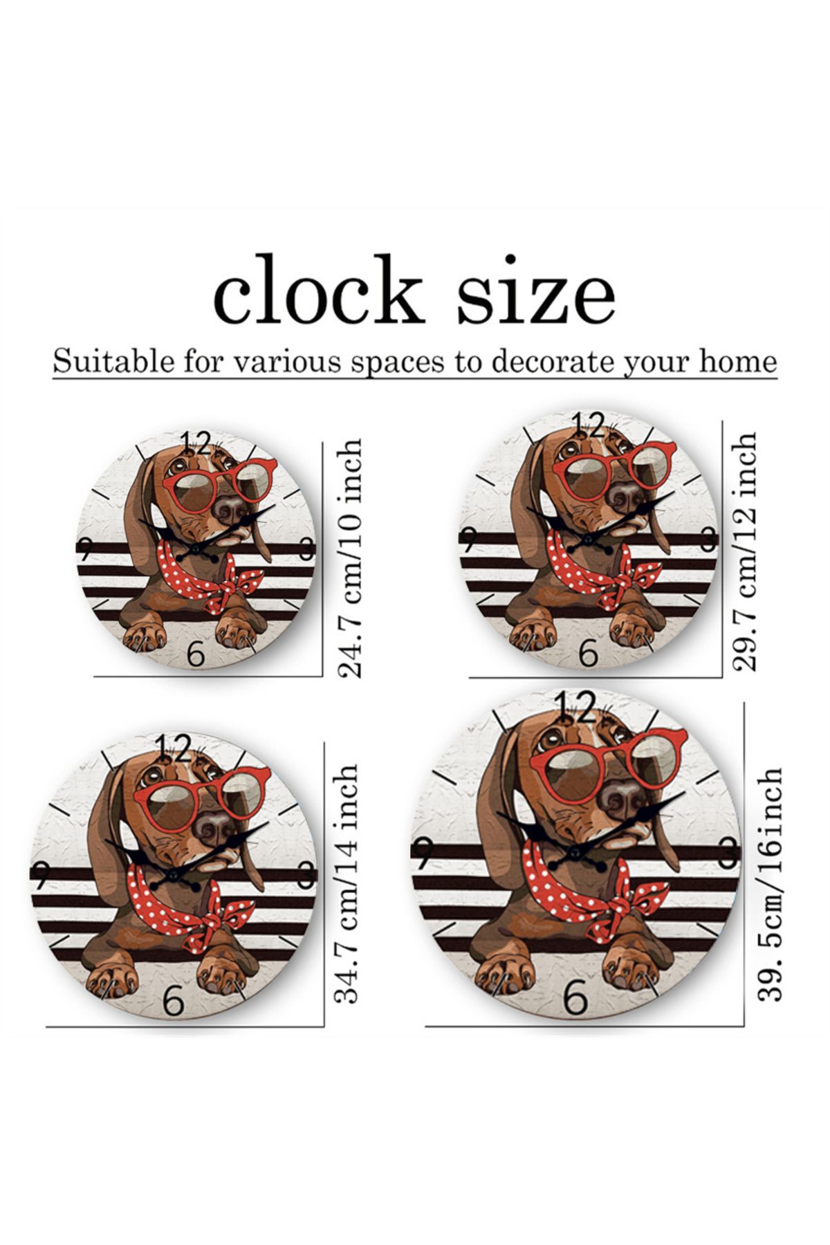 Choice-Personalized Dachshund Red Glasses Wooden Wall Clock Living Room Bedroom Kitchen Home Decoration ... 4