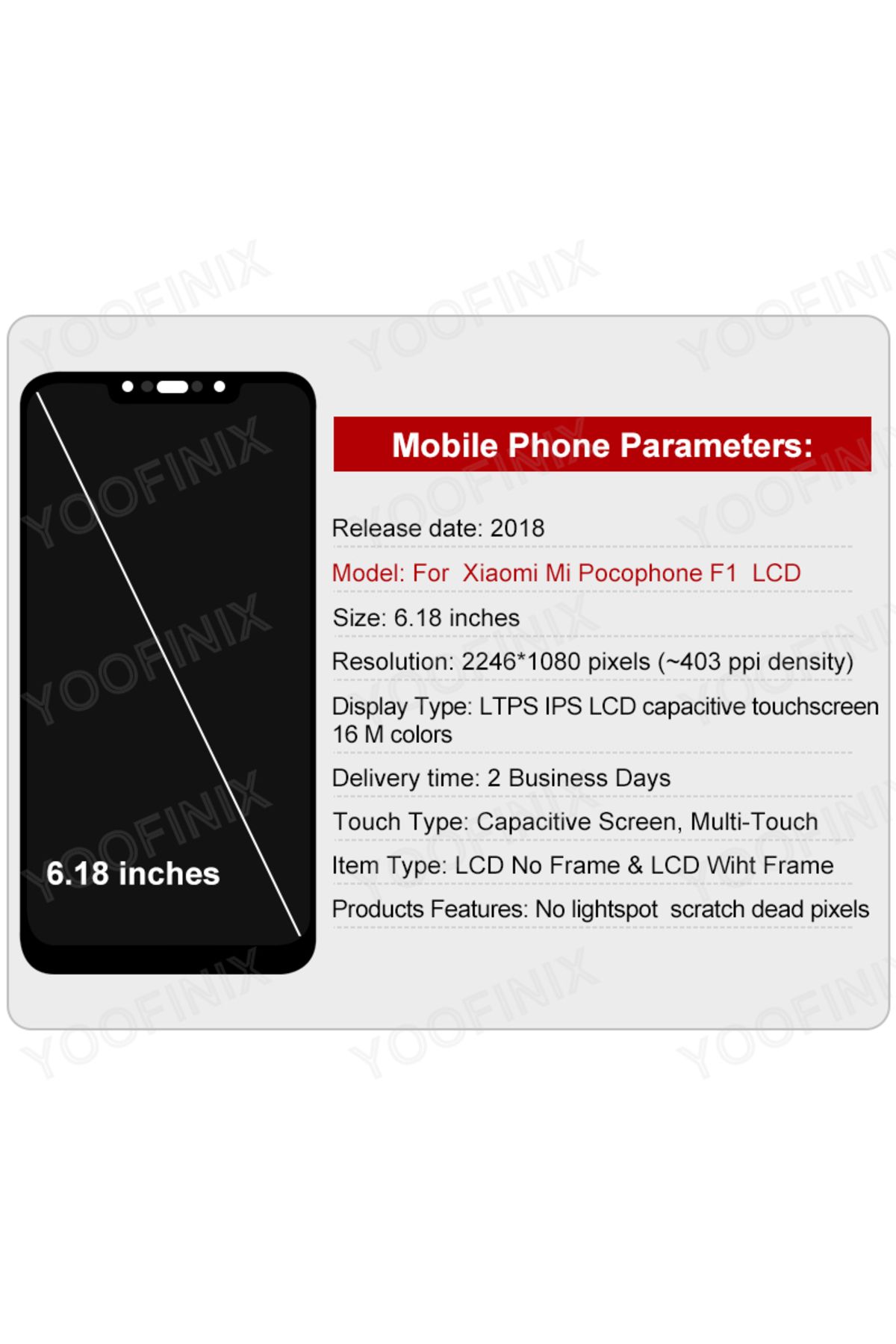 YOOFINIX-مجموعة محول رقمي لشاشة LCD تعمل باللمس لهاتف Xiaomi Pocophone F1 لهاتف Xiaomi POCO F1 LCD M1805E... 2