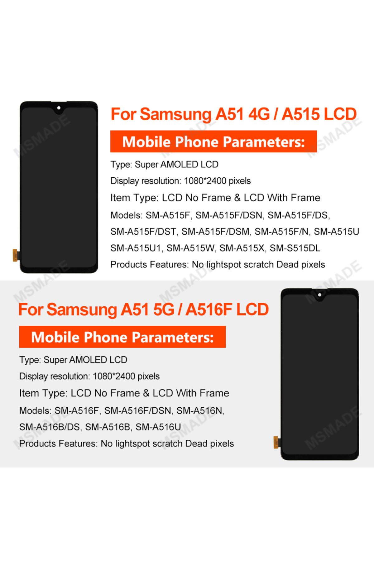 MSMADE-AMOLED For Samsung Galaxy A51 4G LCD SM-A515F/DST SM-A515F/DSM Display Touch Screen Replace For S... 3