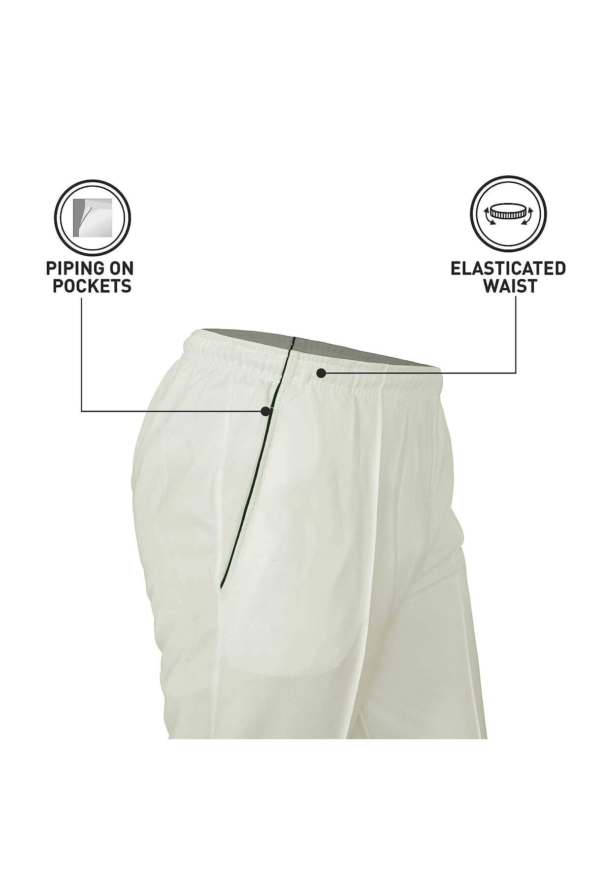 DSC-Atmos Polyester Cricket Pant Size 32 (White/Navy) 5