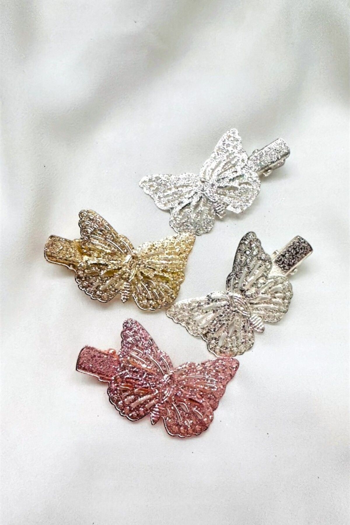 PETEK AKSESUAR-4 Pieces Silvery Butterfly Pens Buckle 1