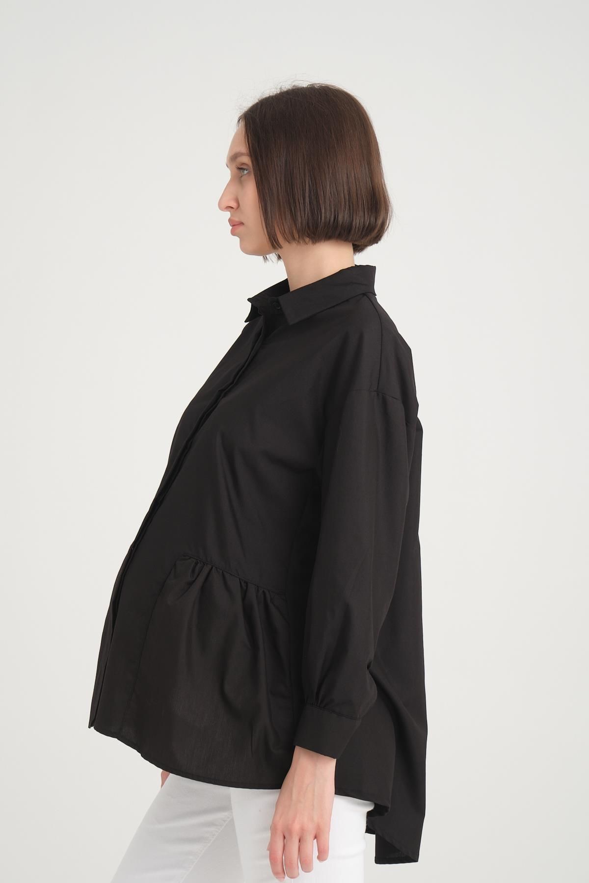 Işşıl-Işil B112-Closed Button Cotton Sports Maternity Shirt-Tunika 2