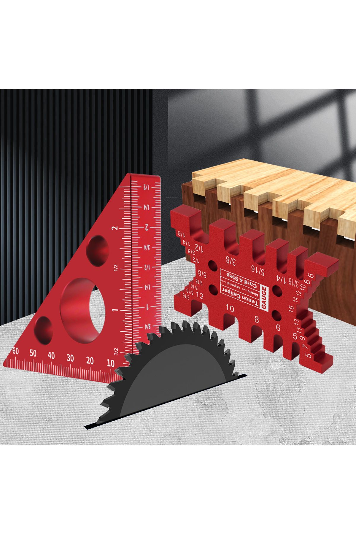 FNICEL-2Pc Aluminum Dovetail Jig and Triangle Ruler Kit - Router/Saw Table Precision Depth Gauge and Ten... 8