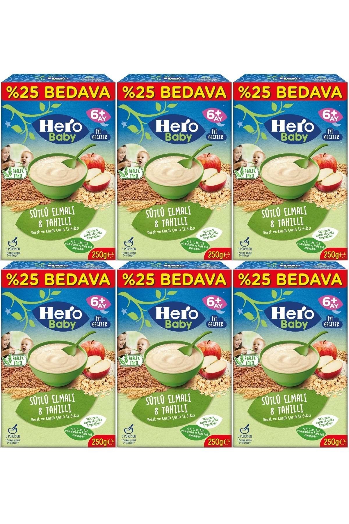 Hero Baby Kaşık Maması 250GR Sütlü Elmalı 8 Tahıllı (Avantaj Pk) (6 Lı Set)