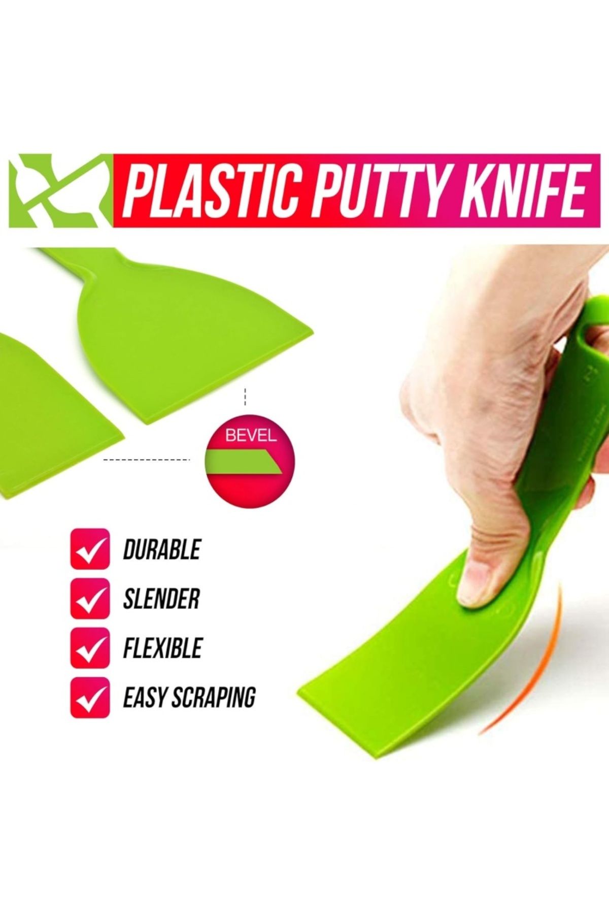 CHITOP-5Pcs Putty Knife Set Flexible Plastic Paint Scraper Tool for Spackling,Wallpaper Scraper,spatula ... 2