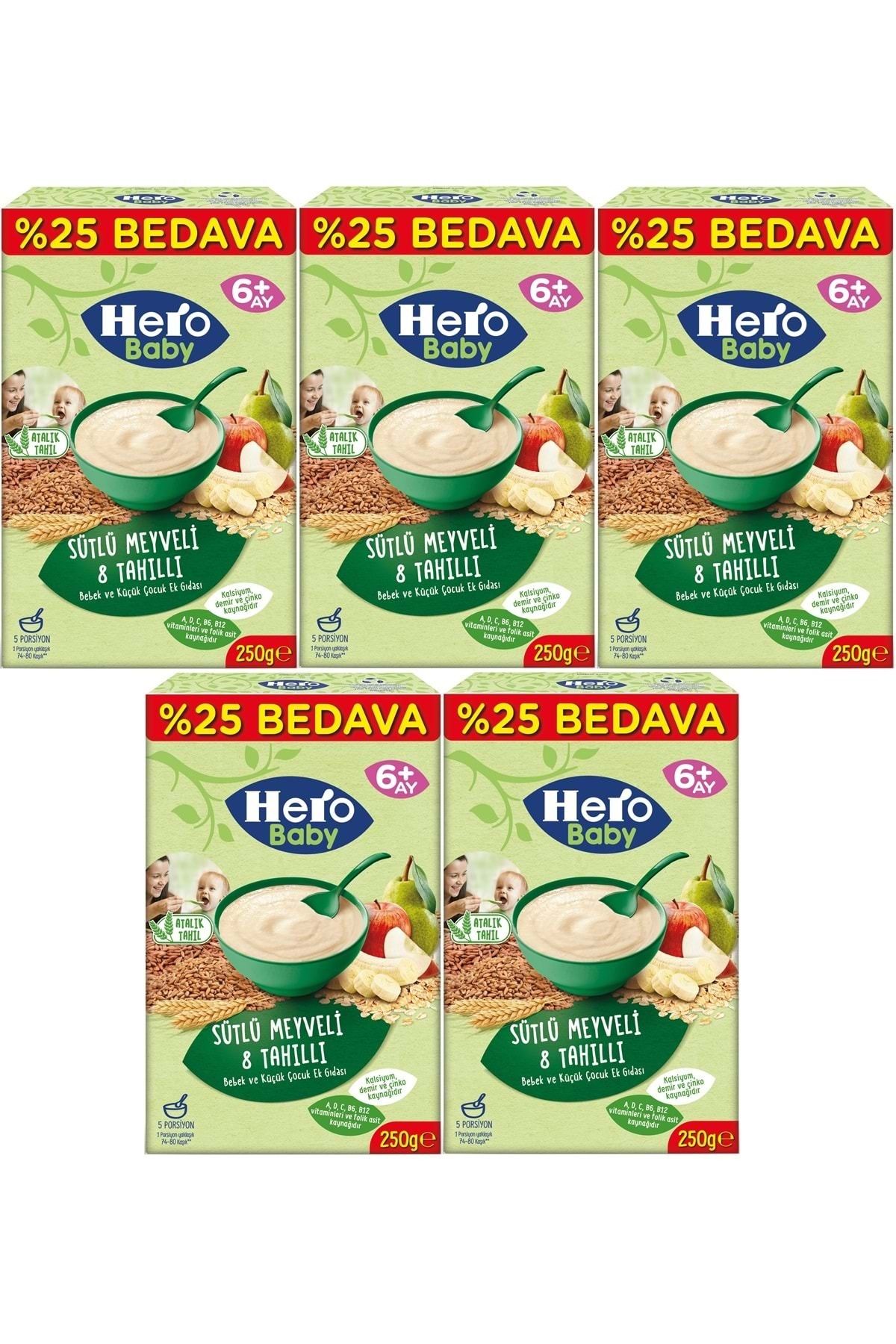 Hero Baby Kaşık Maması 250GR Sütlü Meyveli 8 Tahıllı (Avantaj Pk) (5 Li Set)