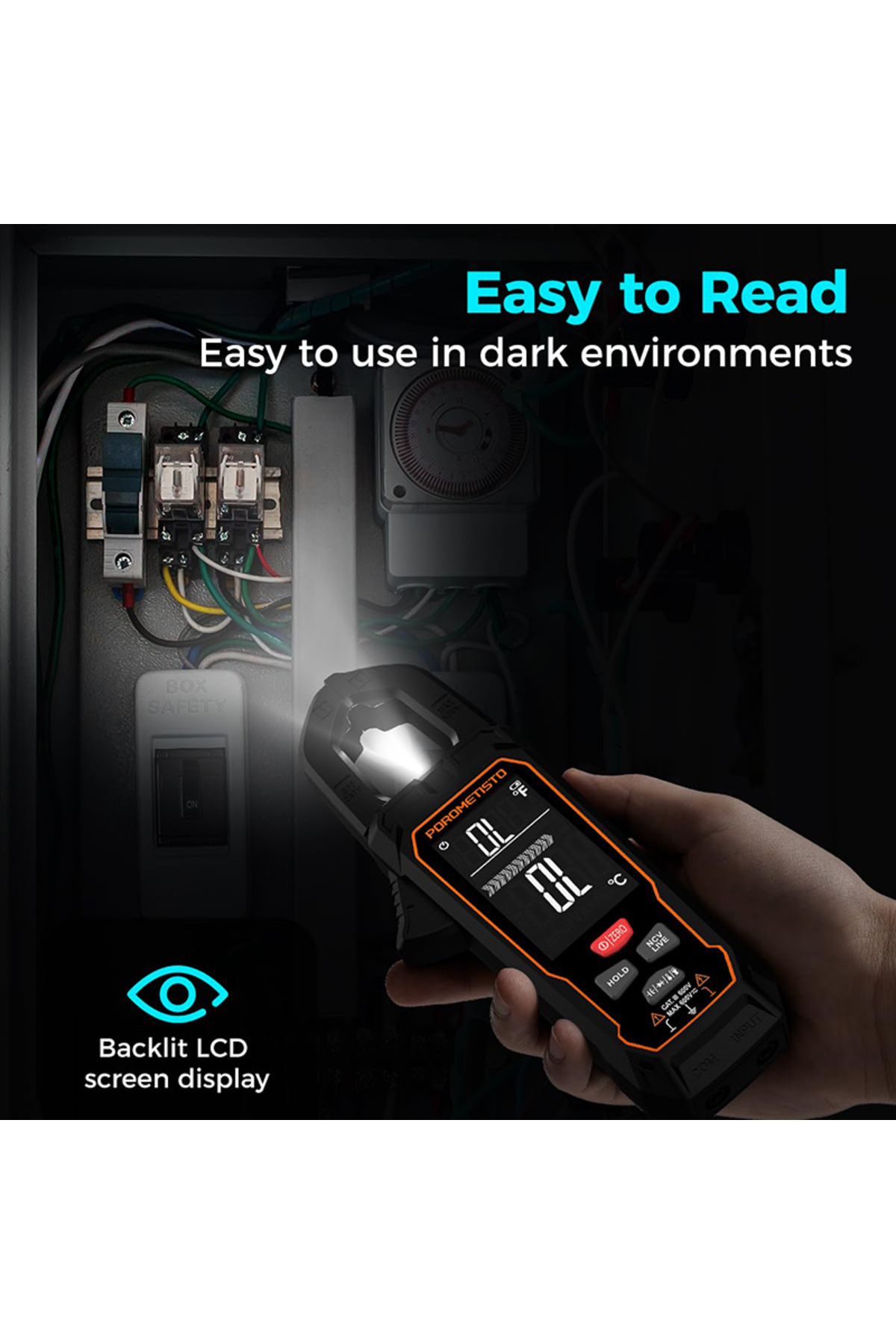 TELEHILL-POROMETISTO CM01/CM01SE Digital Clamp Meter 9999 Counts AC DC Voltage Current Tester True RMS Tem... 7