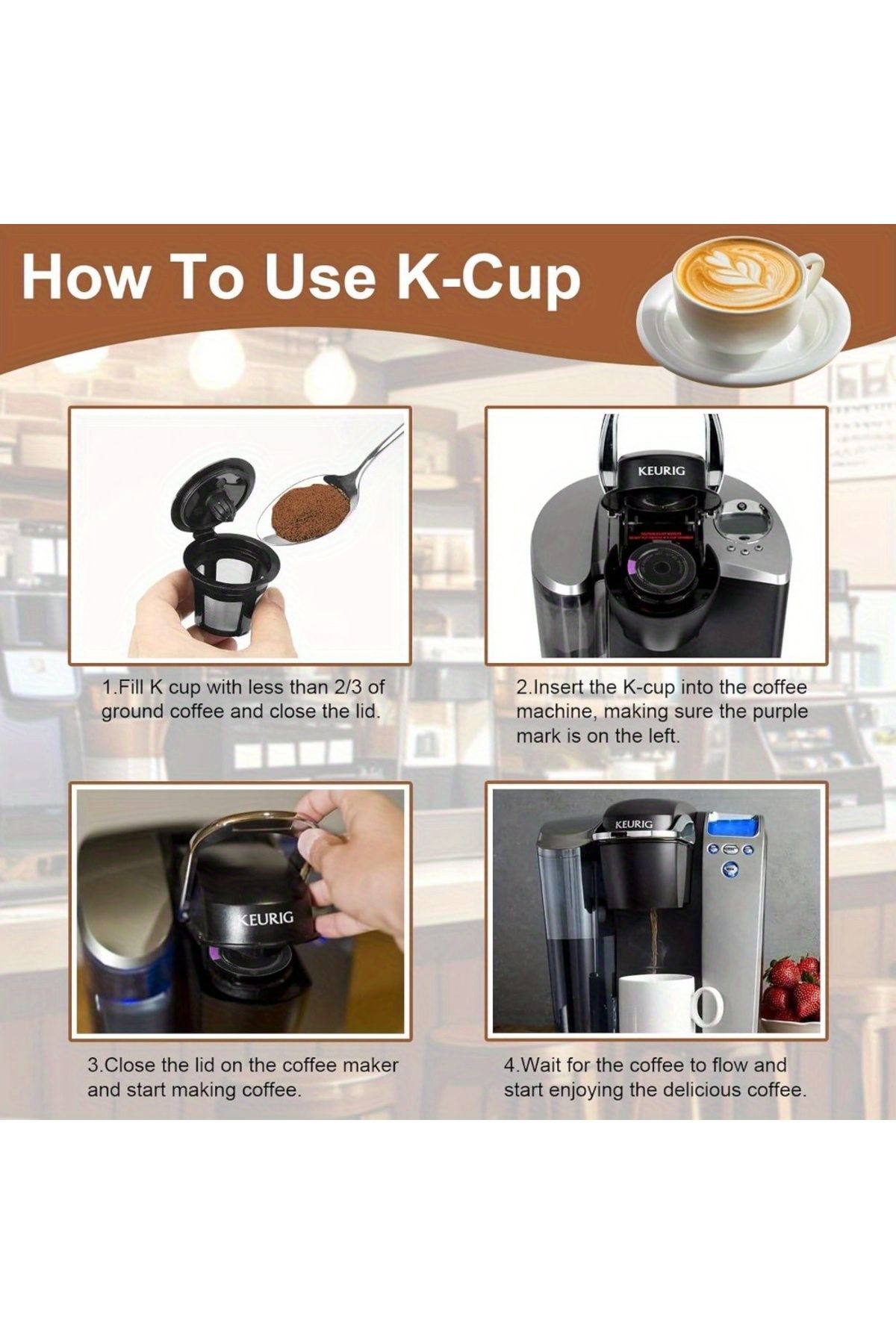 Choice-Reusable K Cups, 4 Pack Universal Fit Reusable Coffee Filters with Coffee Pods, Refillable Kcups ... 6