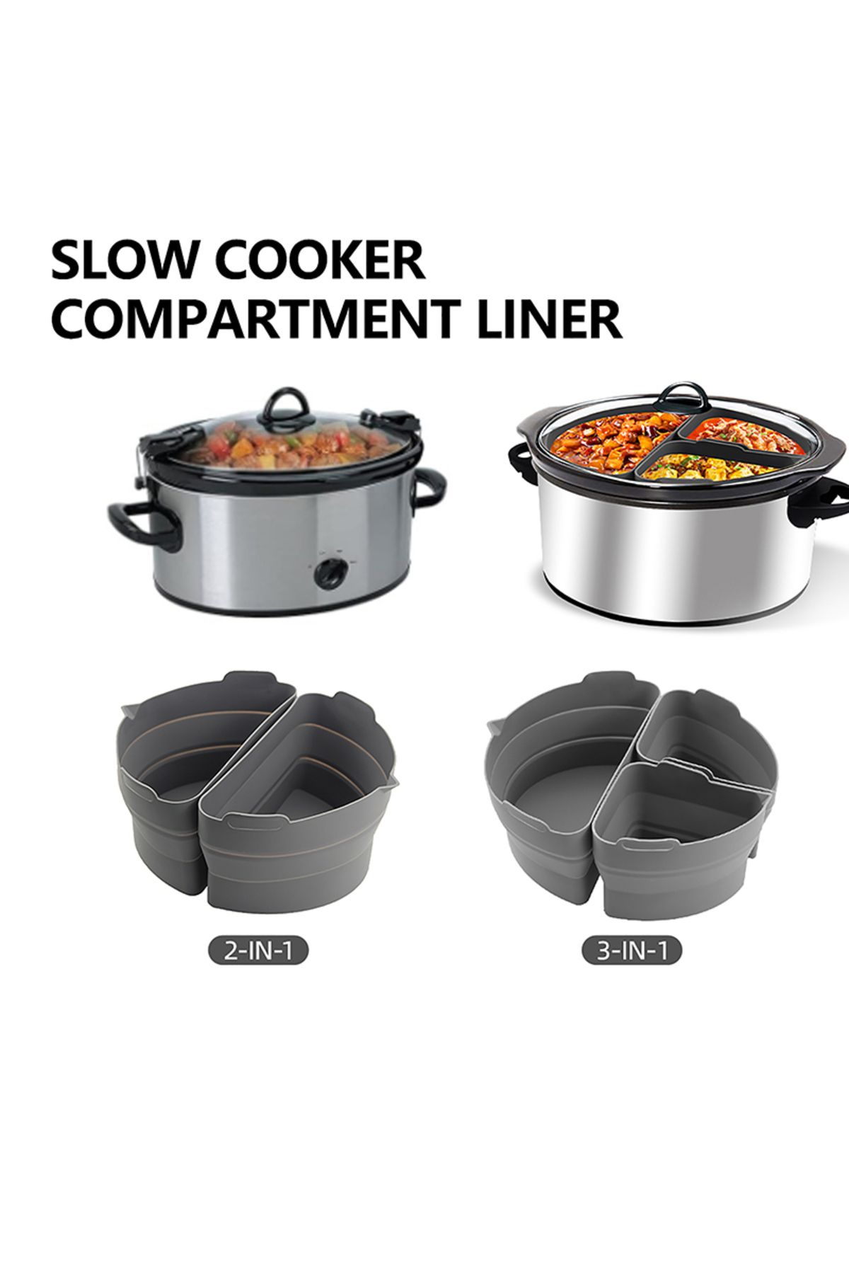 Choice-Silicone Crockpot Liners Slow Cooker Liners 6-7 Quart Oval Reusable Crock pot Divider Insert BPA-... 2