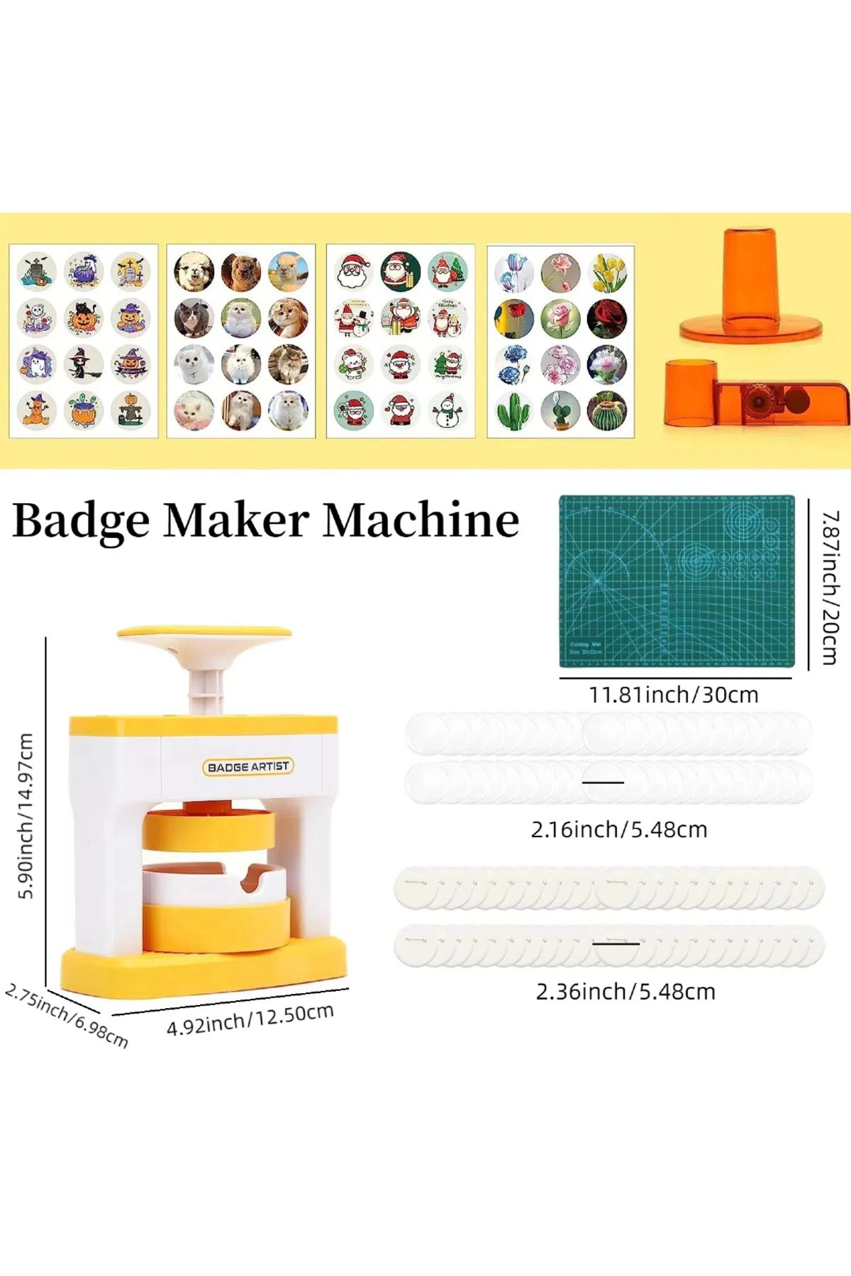 Choice-Simple Badge Maker Machine,DIY Pin Maker Machine,Badge Button Press Machine with 48pcs Cute Stick... 3