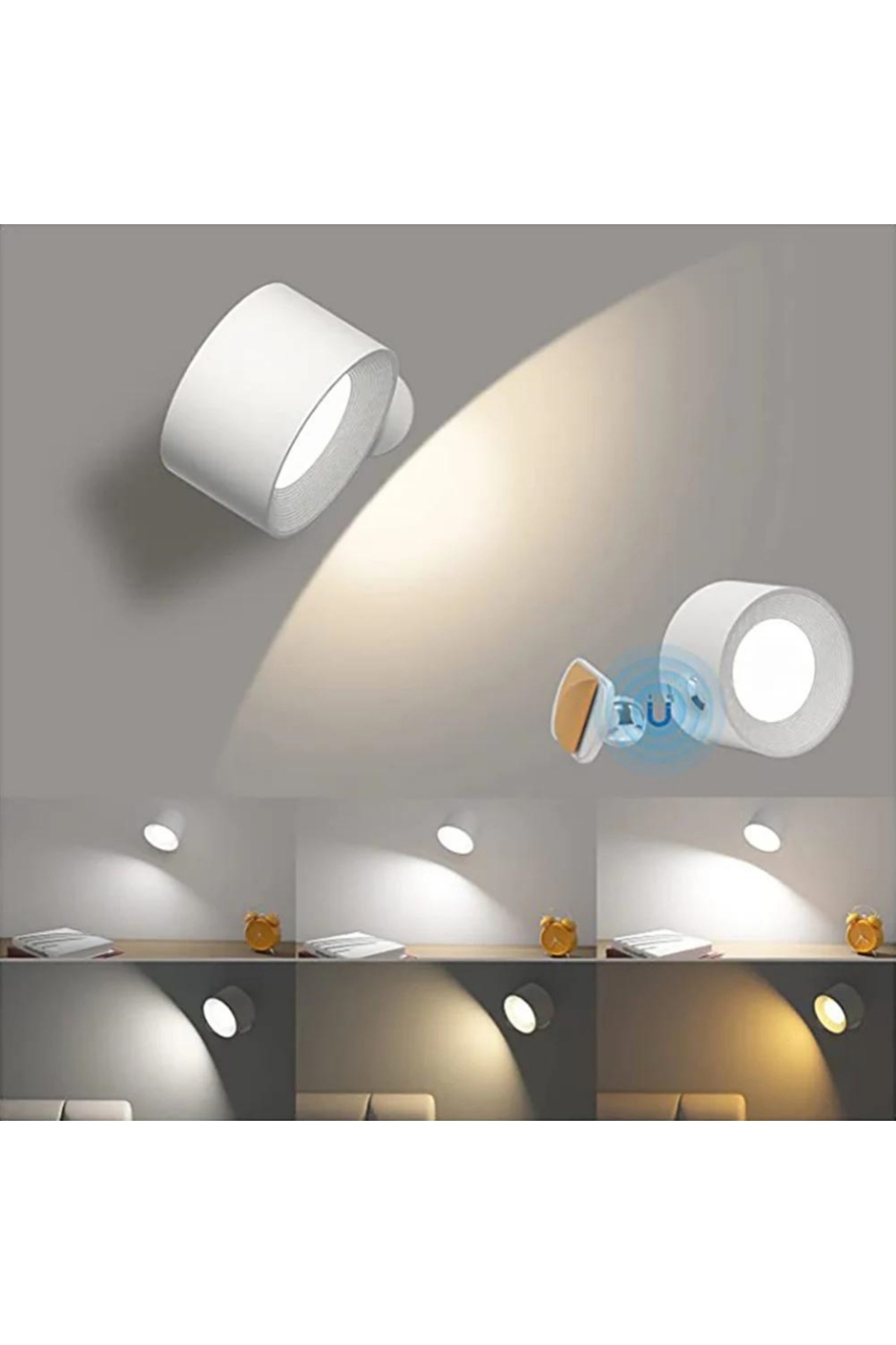 Choice-New USB Rechargeable 360 Degree Rotate Magnetic Wall Lamp Touch Control LED Mounted Reading Wall ... 7