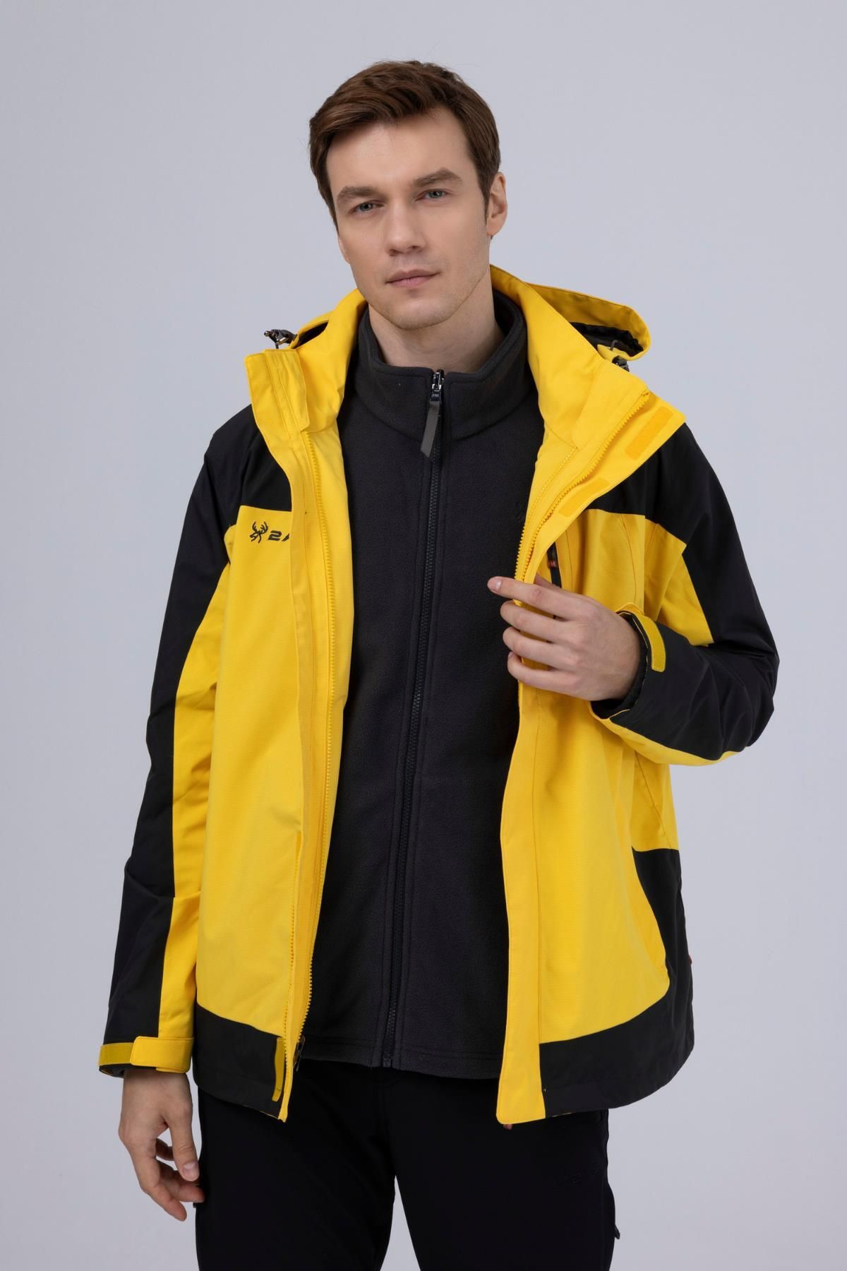 2AS-Elbruz Men's 3 in 1 Jacket Coat Yellow/Black 2