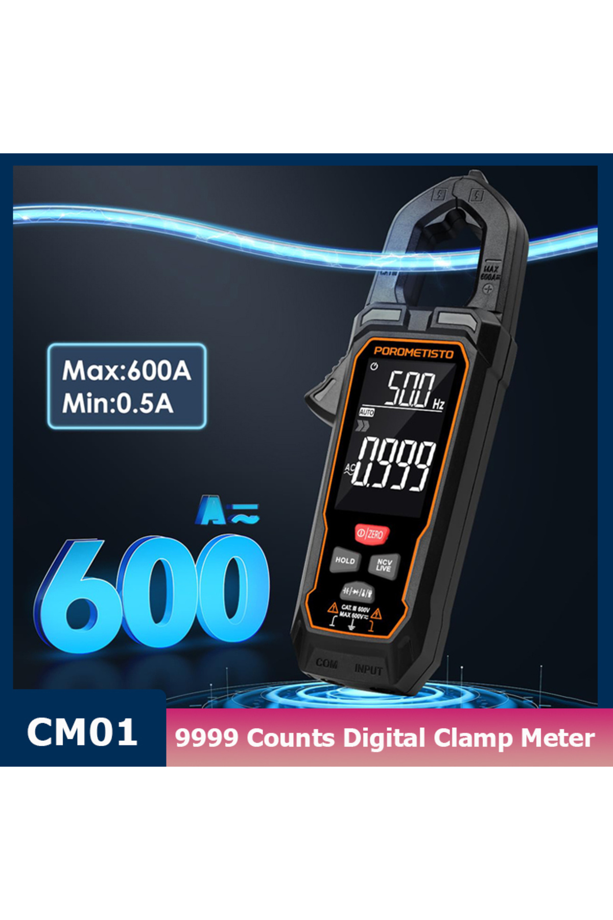 TELEHILL-POROMETISTO CM01/CM01SE Digital Clamp Meter 9999 Counts AC DC Voltage Current Tester True RMS Tem... 3