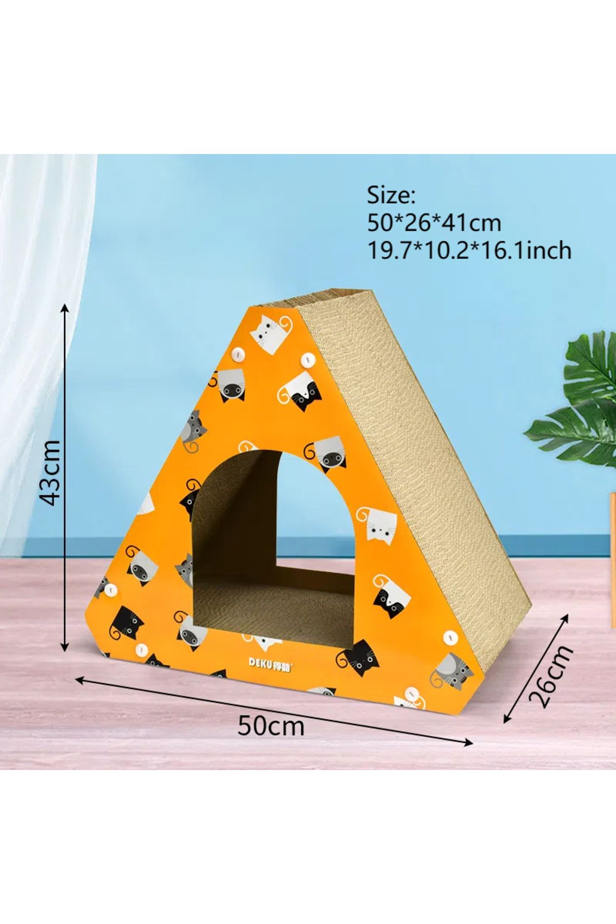 Choice-Triangular Cat Scratcher Cardboard cat house large cat condo kitten scratching mat 1