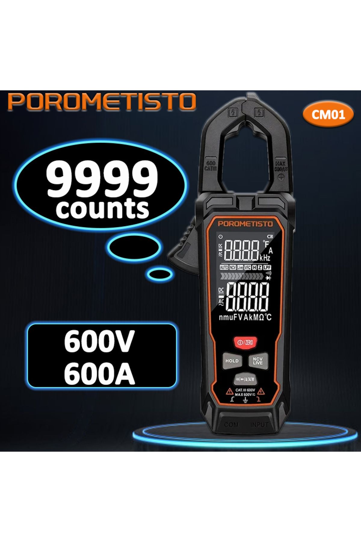 TELEHILL-POROMETISTO CM01/CM01SE Digital Clamp Meter 9999 Counts AC DC Voltage Current Tester True RMS Tem... 2