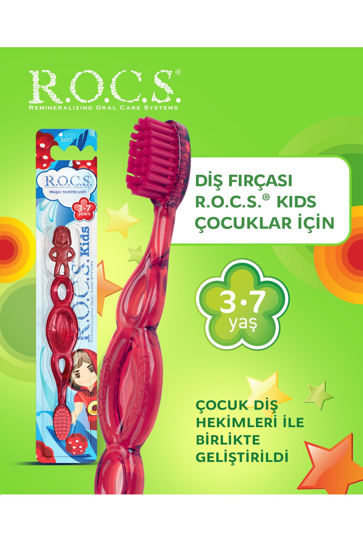 R.O.C.S. 3-7 Yaş Diş Fırçası - Kırmızı Rocs07k