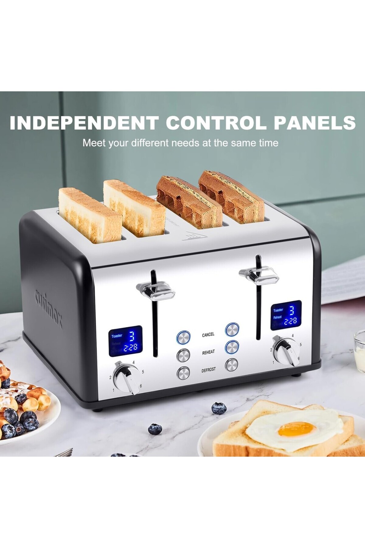 CUSIMAX-4 Slice Toaster |   1650W, Led Display, Adjustable Frying Control 2