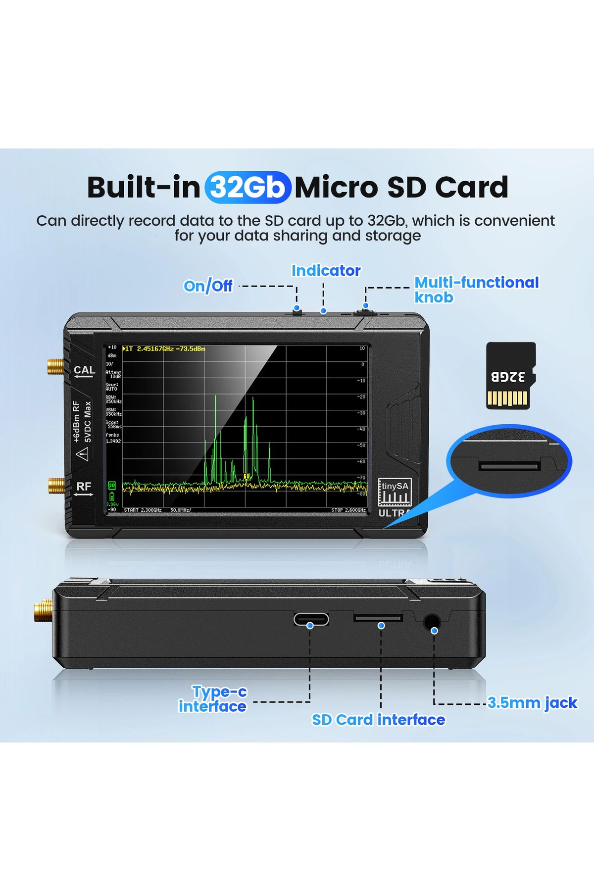 SeeSii-New Original TinySA ULTRA Handheld Tiny Spectrum Analyzer TinySA 4 Inch Touch Screen Build in Bat... 6