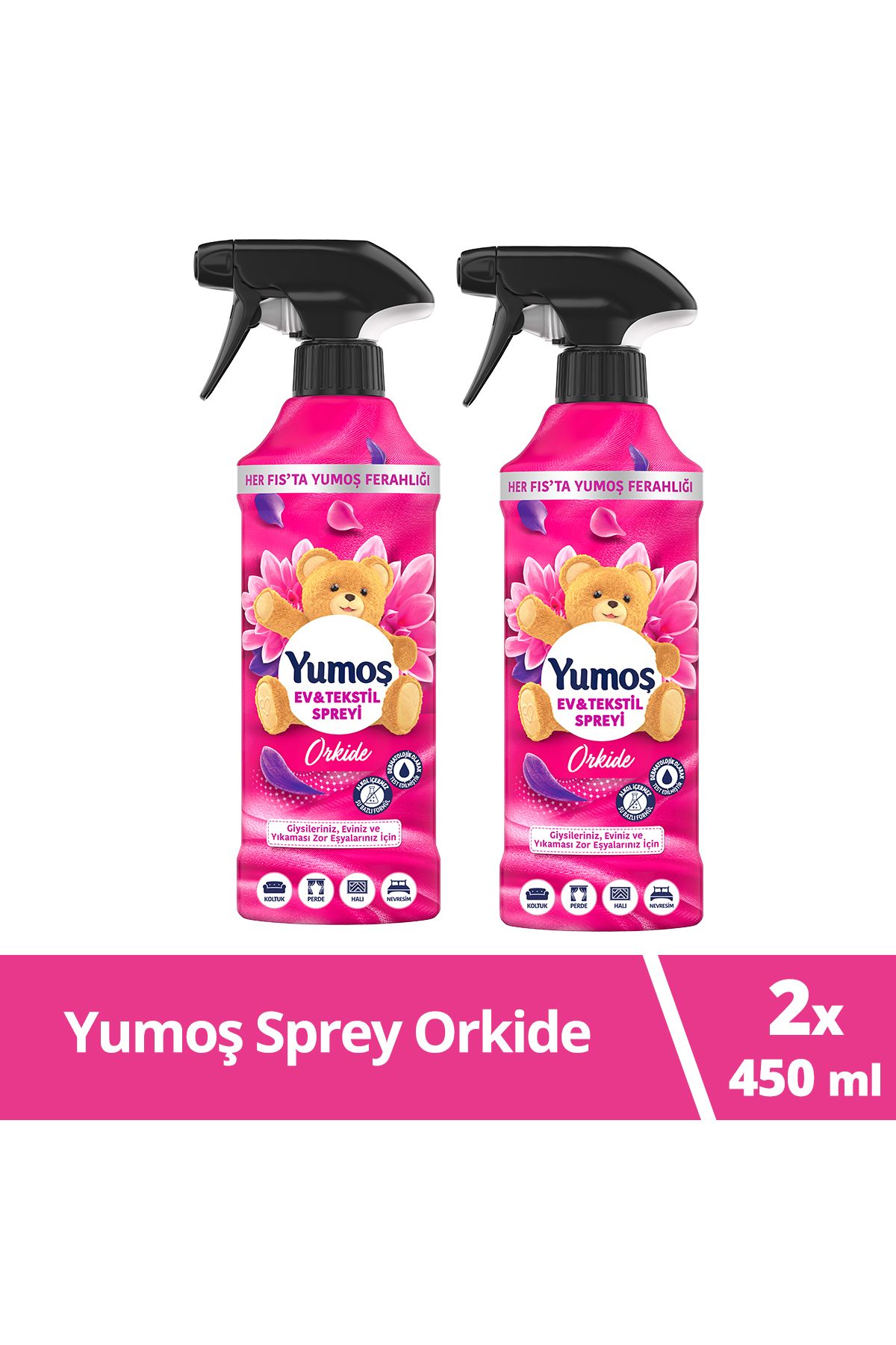 Yumoş Ev Ve Tekstil Spreyi Orkide Yıkanması Zor Eşyalar Için 450 ml X2