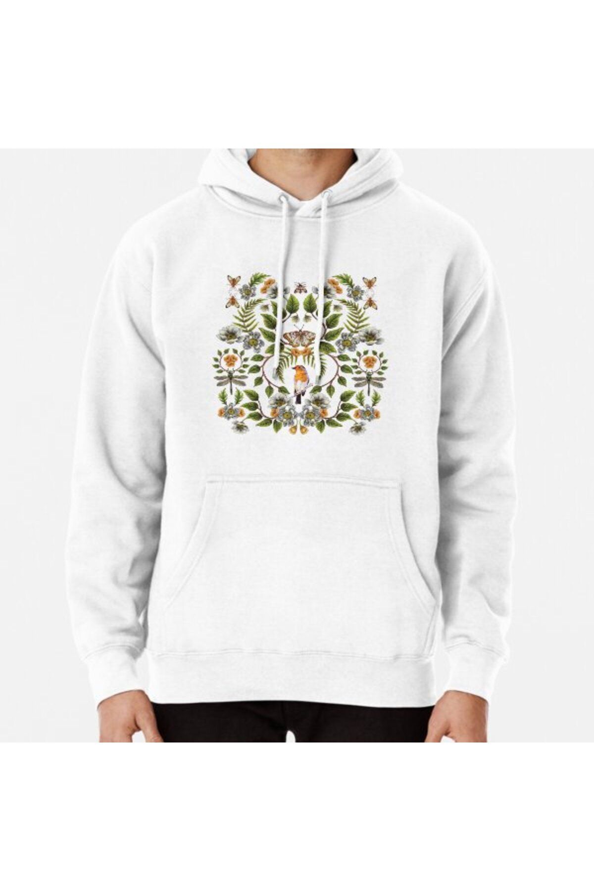 Hvit Stein Primavera Starry - Hanorac Cu Imprimeu Floral/botanic, Păsări, Molii, Libelule Unisex - XL