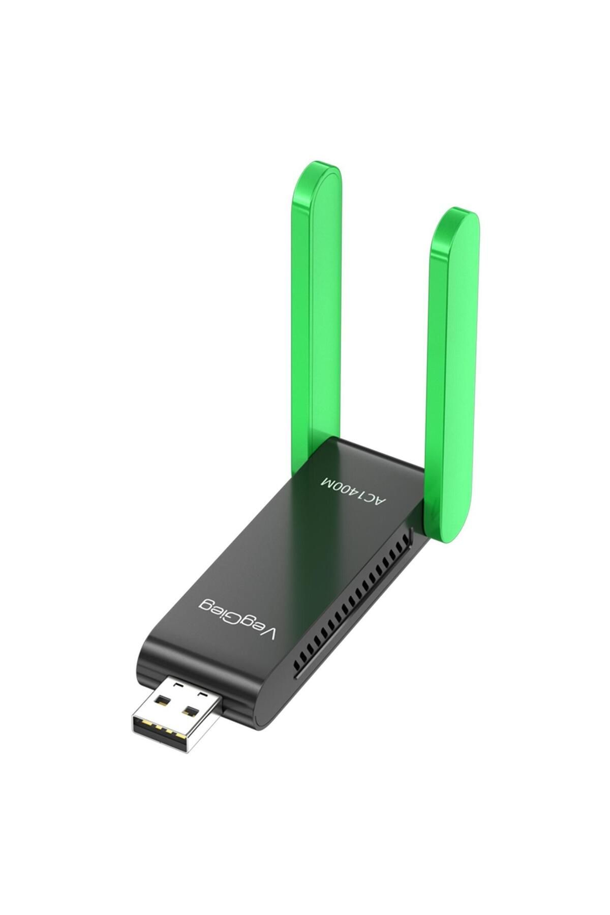 Veggieg 1400 Mbps 2.4ghz/5ghz Dual Band Gigabit Alıcı Verici Usb Wifi Adaptör