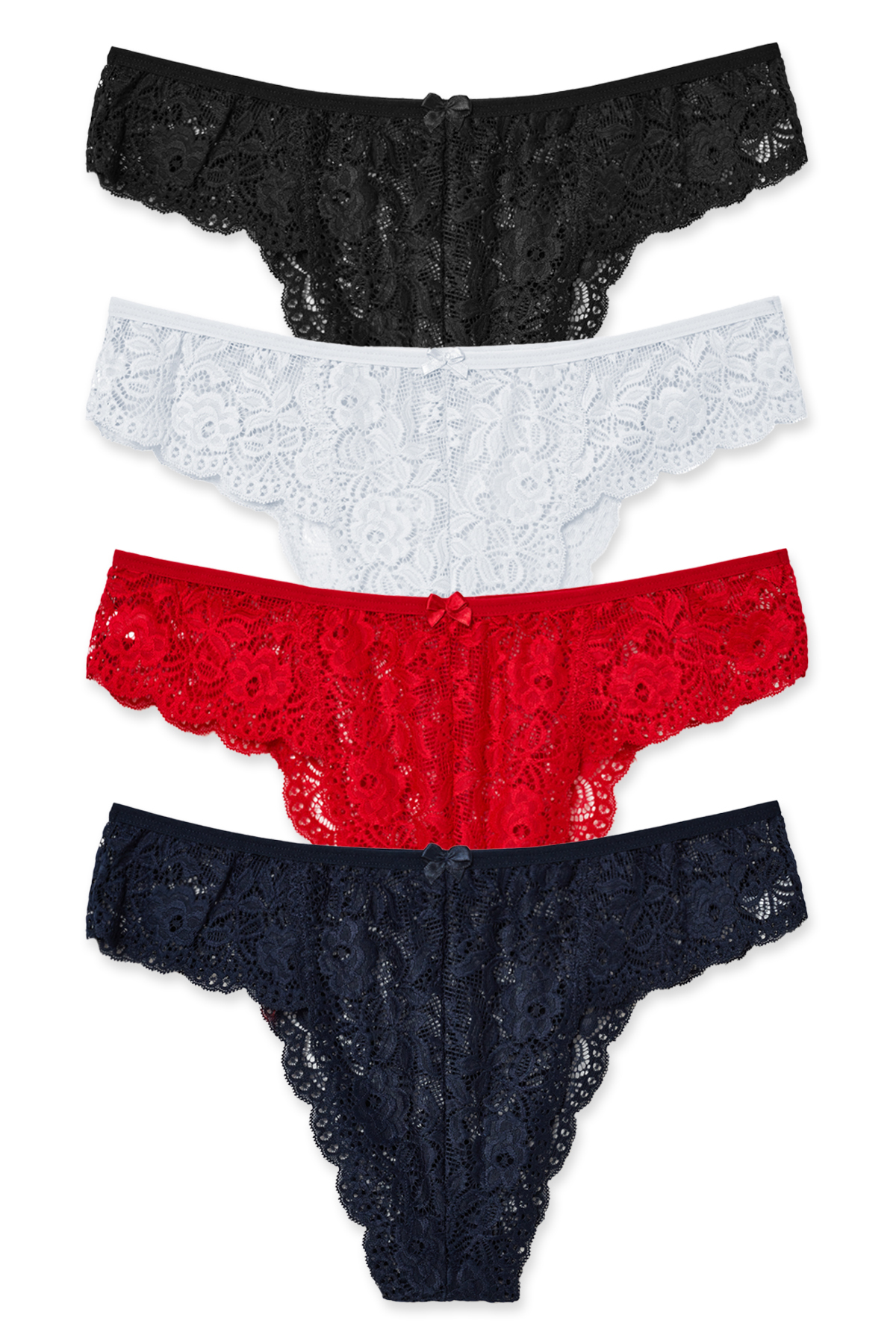 4-Pack Lace High Waist Plus Size Brazilian Women's Panties