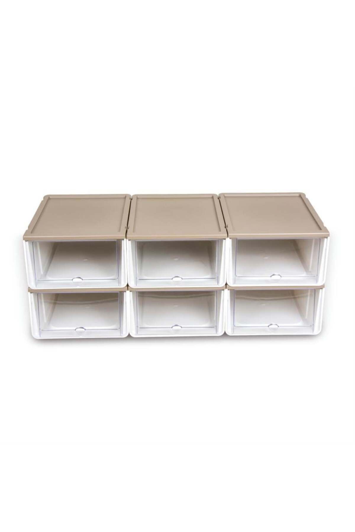 BRAVES-6-Piece Modular Shoe Rack Luxury Shoe Box Set Cabinet Stackable Storage Box with Lid 2