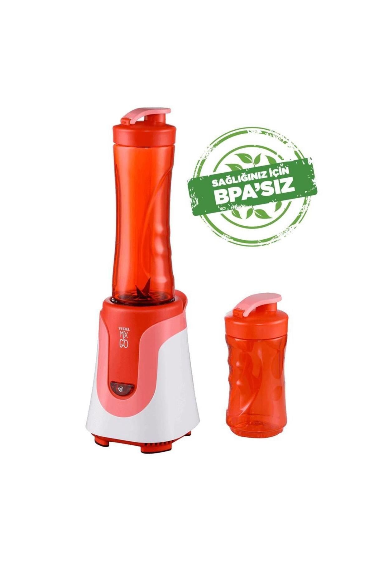 Vestel Mix&go Kişisel Smothie Blender, Kırmızı (300 W, 1 ADET 600 ML ŞİŞE VE 1 ADET 300 ML ŞİŞE)