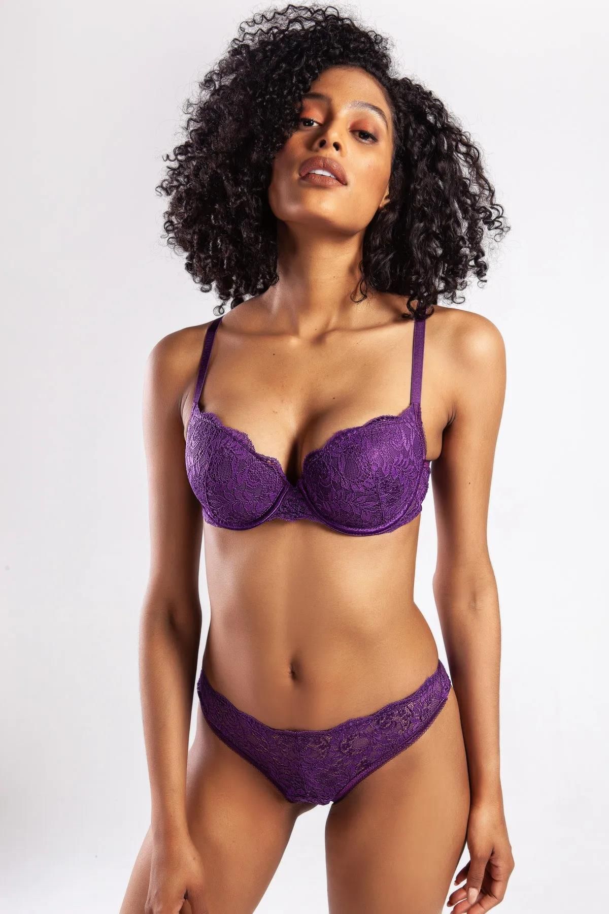 Golshan-127-006 Purple Gcolors A Plus - White Lace Padded Bra 1