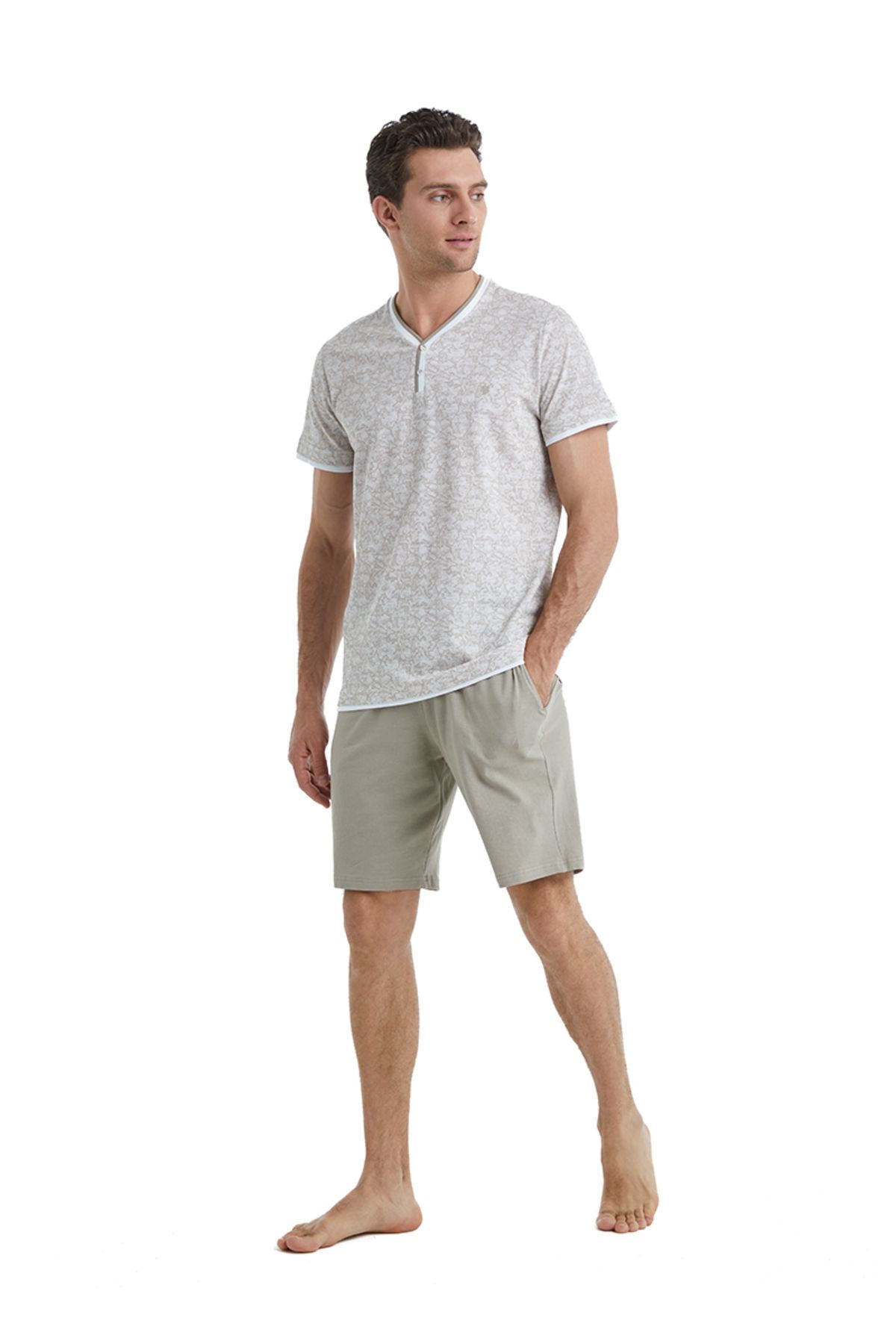 Blackspade-100% ΒΑΜΒΑΚΙ V-NECK ΚΟΝΤΟΜΑΝΙΚΙ ΣΟΡΤΣ ΑΝΔΡΙΚΟ ΣΕΤ ΠΙΤΖΑΜΑ 5