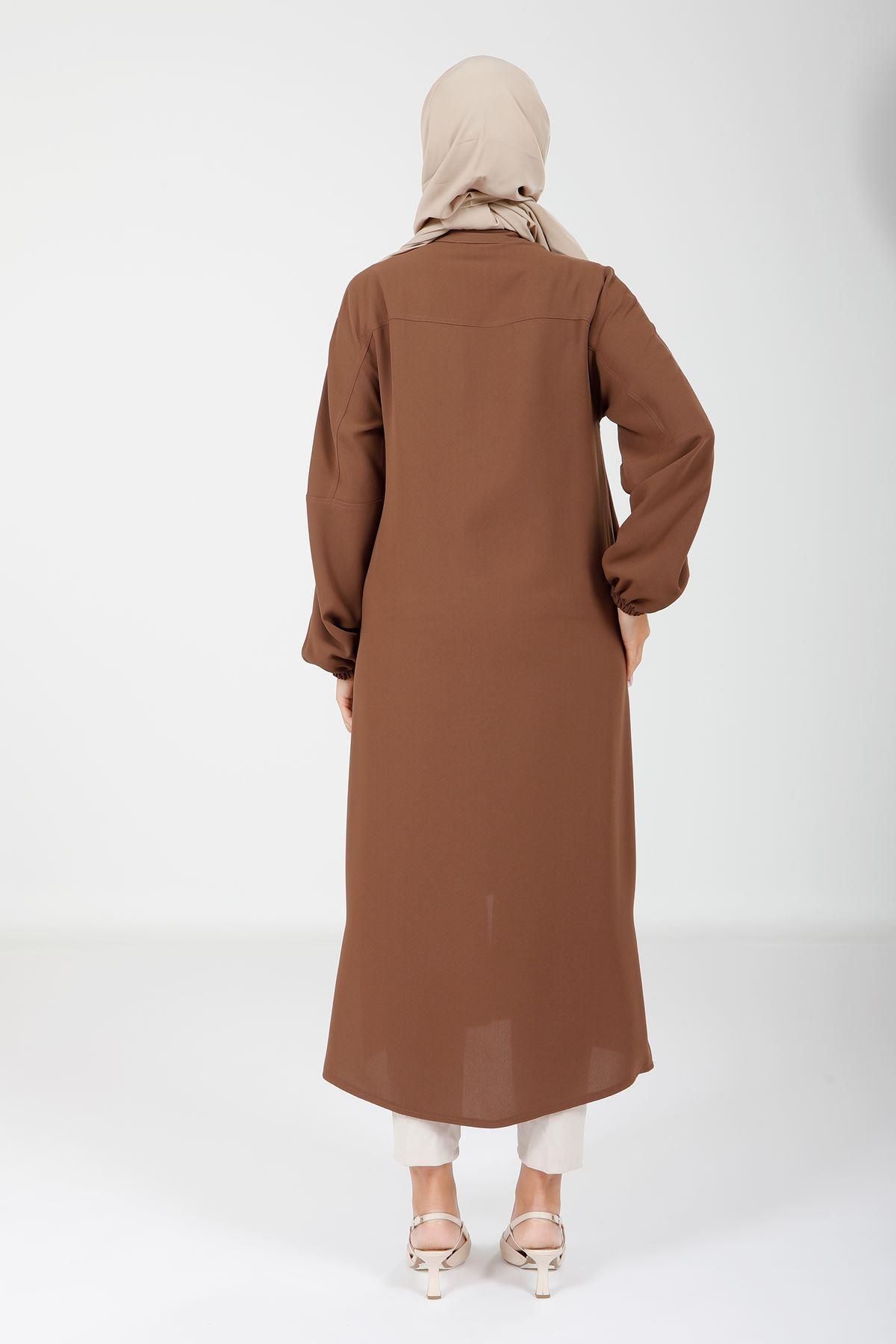 ژاکت پوشیده زنانه NEASSETTE HIJAB MOCCA COLOR OUT 4122 SAFARI Beyza