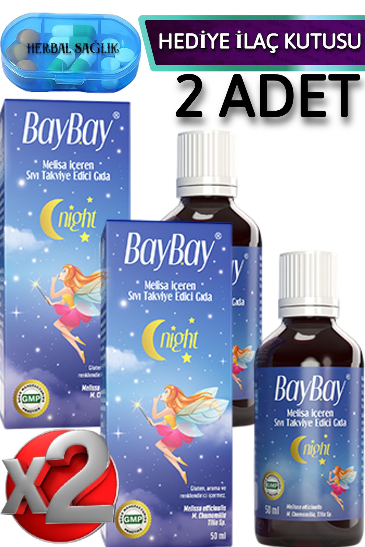 Baybay 2 Adet Night Bitkisel Damla 50 ml - (Uyku Problemi Olan Çocuk Ve Yetişkinler İçin)