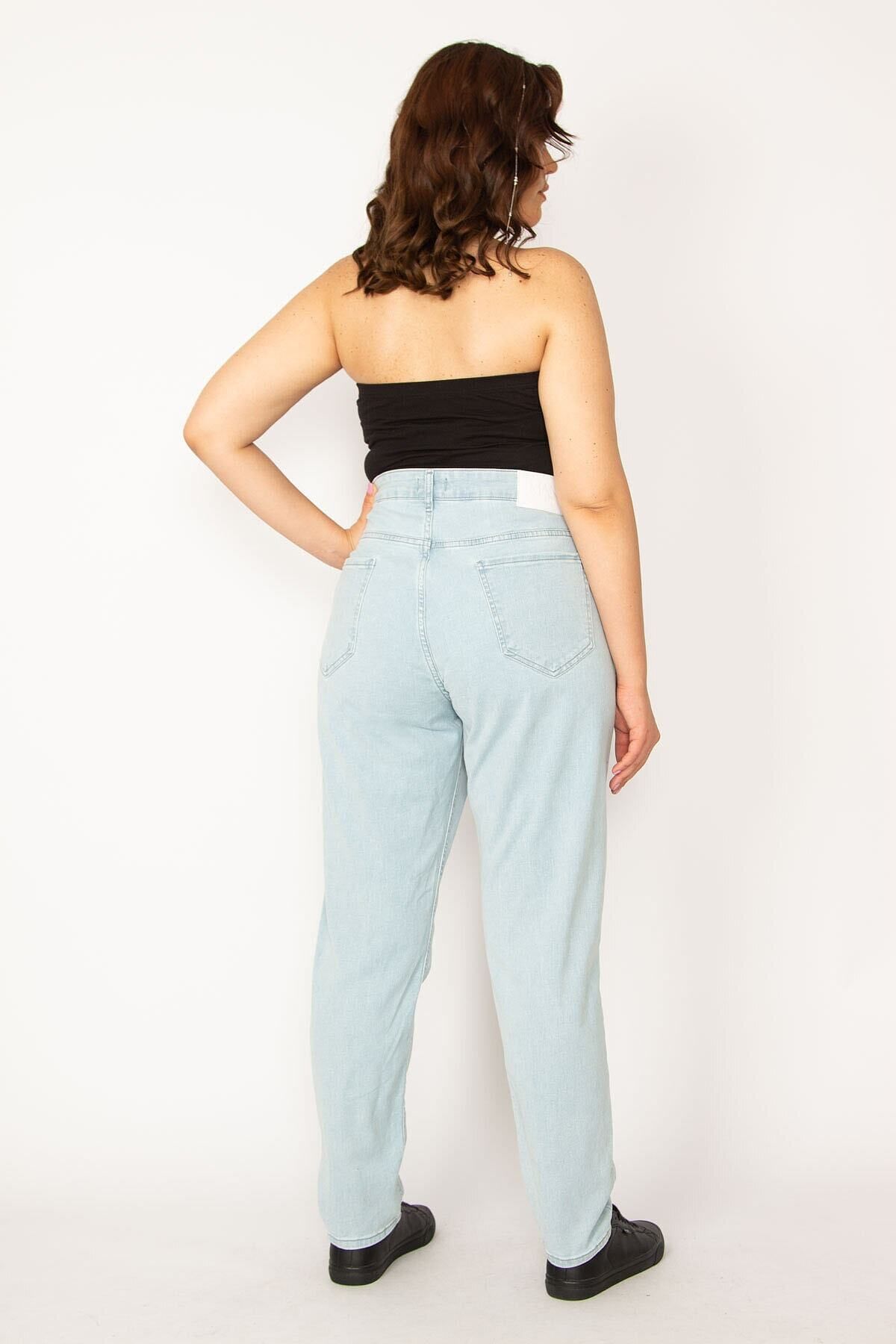 Şans-Γυναικείο μεγάλου μεγέθους Μπλε Washed Effect Ripped Detailed Jeans 65n33945 5